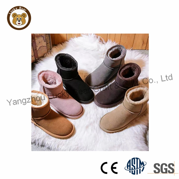 OEM Custom Design Warm Winter Soft Luxury Wool Boots Lady Shoes