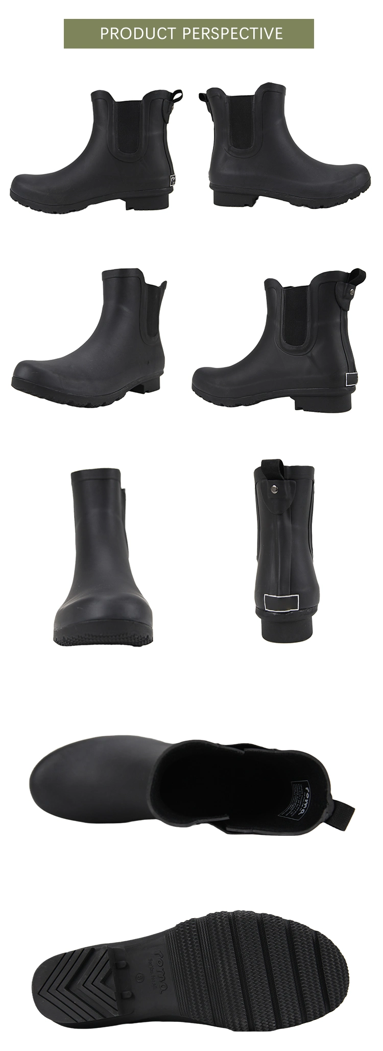 Wholesale High Heel Women&prime;s Ankle Rain Boots Waterproof Chelsea Boots Rain