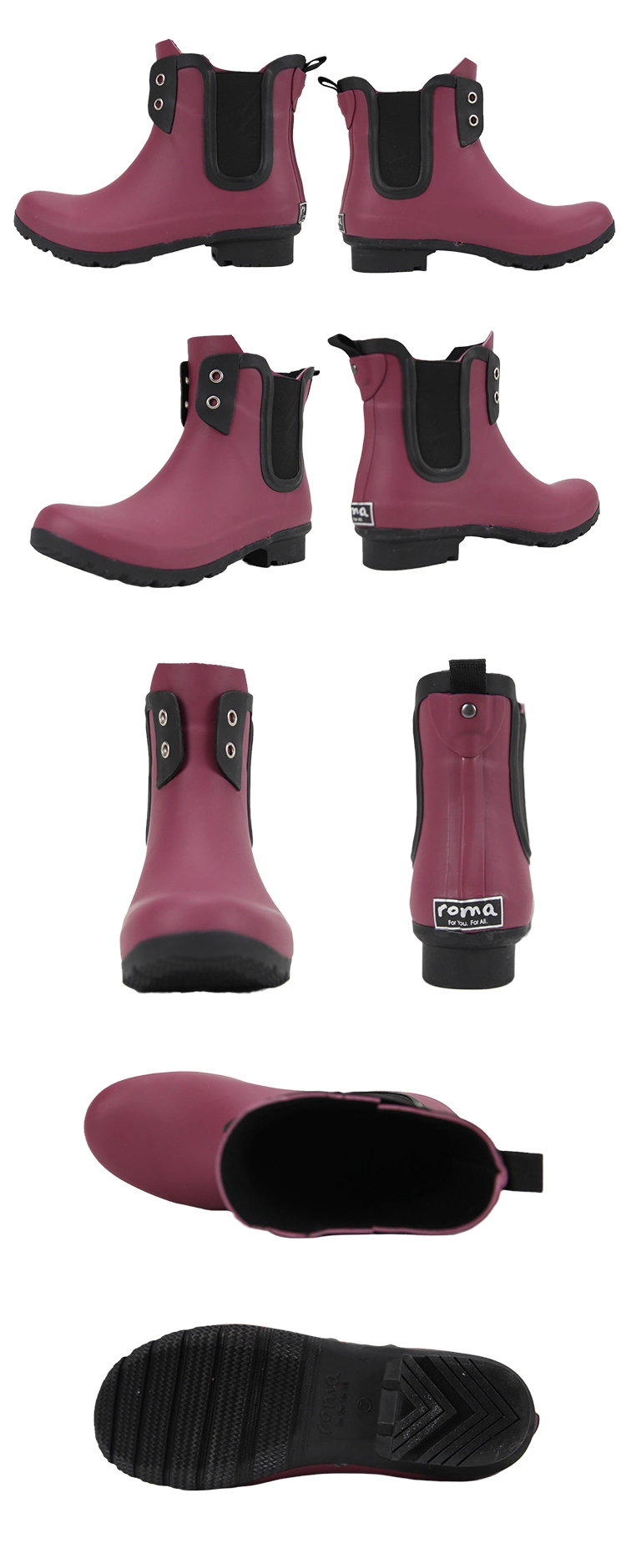 Wholesale High Heel Women&prime;s Ankle Rain Boots Waterproof Chelsea Boots Rain