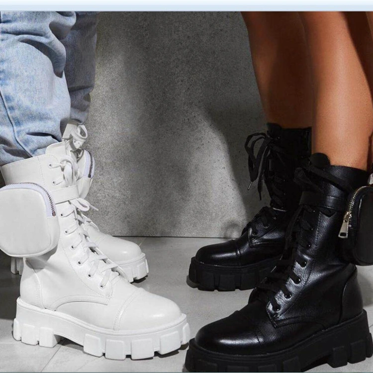 Hellosports Women Boots Black Gothic Style Cool Punk Motorcycles Boots Female Platform Wedgescalf Boots Winter for Women
