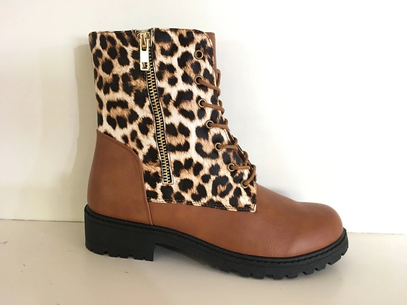 Leopard with PU Fashipn Women Upper PVC Injection Boots Casual Shoes Footwear Ladies Shoes Ladies Boots
