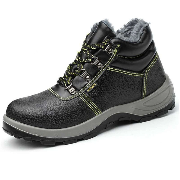 Winter Waterproof Genuine Leather High Cut Working Boots Safety Shoes with PU Injection Sole