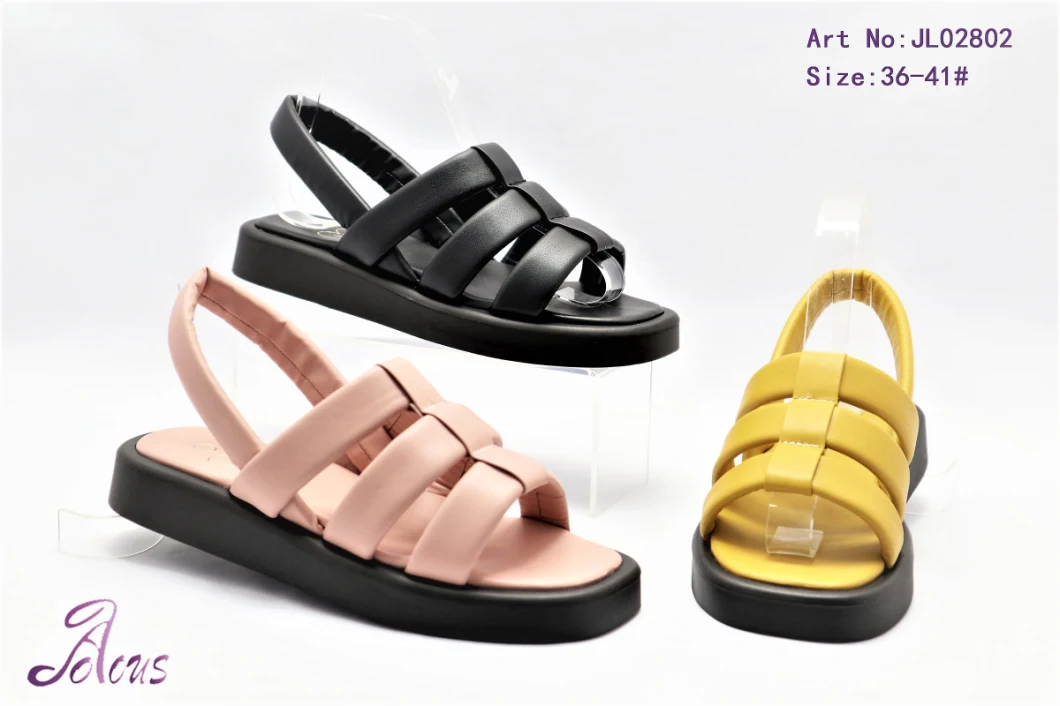 Ladies Shoes Fashion Sandals PU Upper with Buckle Studs Chain Puffy Unisex Casual Flat Slide Slippers Women Shoe Summer Beach Slides Slipper Sandal 2023 Lady