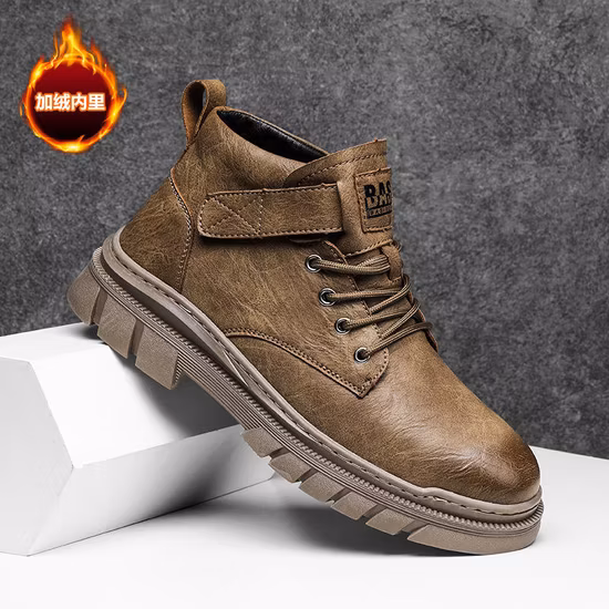 Cheap Men′s Casual Strong Semi Pig Suede Ankle Lace up Injection Desert Military Boots with Double Stitching for Cowboy