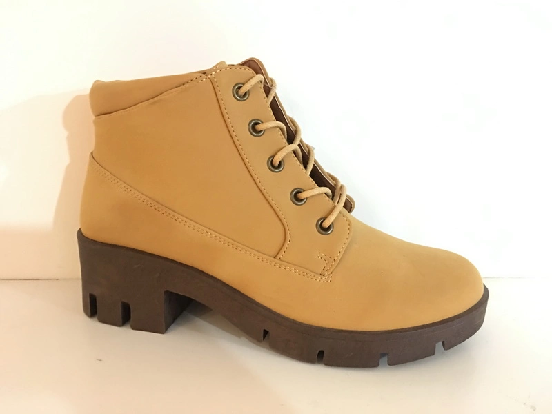 PU Upper Shoelace Style Injection Work Boots Ladies Casual Boots Ladies Work Boots Women&prime; S Boots