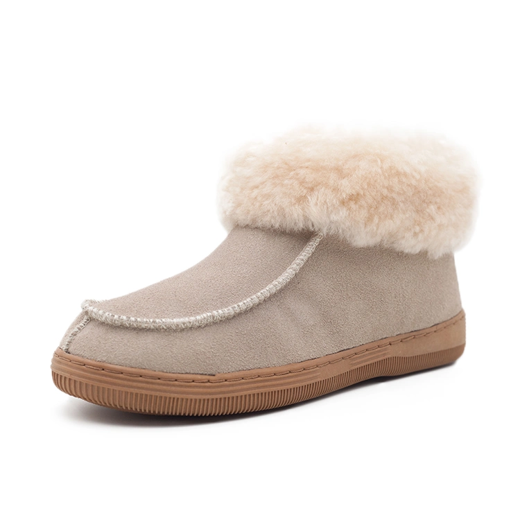 Outdoor Cow Suede Shearling Moccasin Ankle Designers Leather Winter Boots for Women
