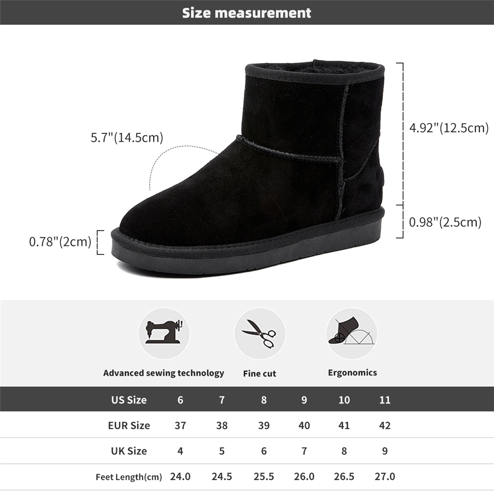 Wholesales Warm Snow OEM Custom Ankle Snow Leather Boots Furry Boots for Women Women&prime; S Fur