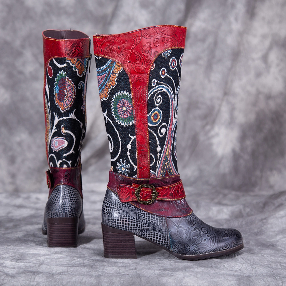Artistic Knee High Boots for Women Zipper Long Boots Shoes