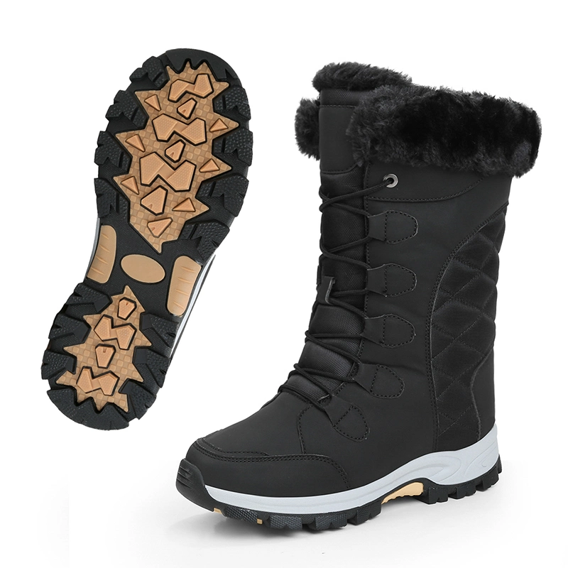 2021women Snow Boots Fur Ankle Boot Female Bowtie Warmer Plush Suede Rubber Flat Slip on Fashion Platform Winter Boots Women
