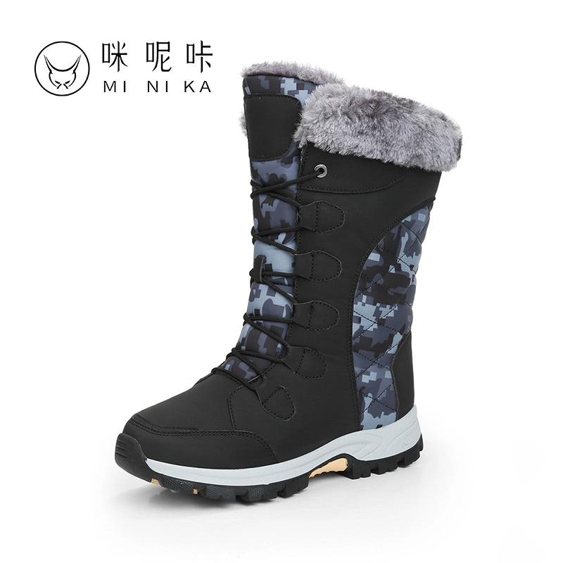 2021women Snow Boots Fur Ankle Boot Female Bowtie Warmer Plush Suede Rubber Flat Slip on Fashion Platform Winter Boots Women