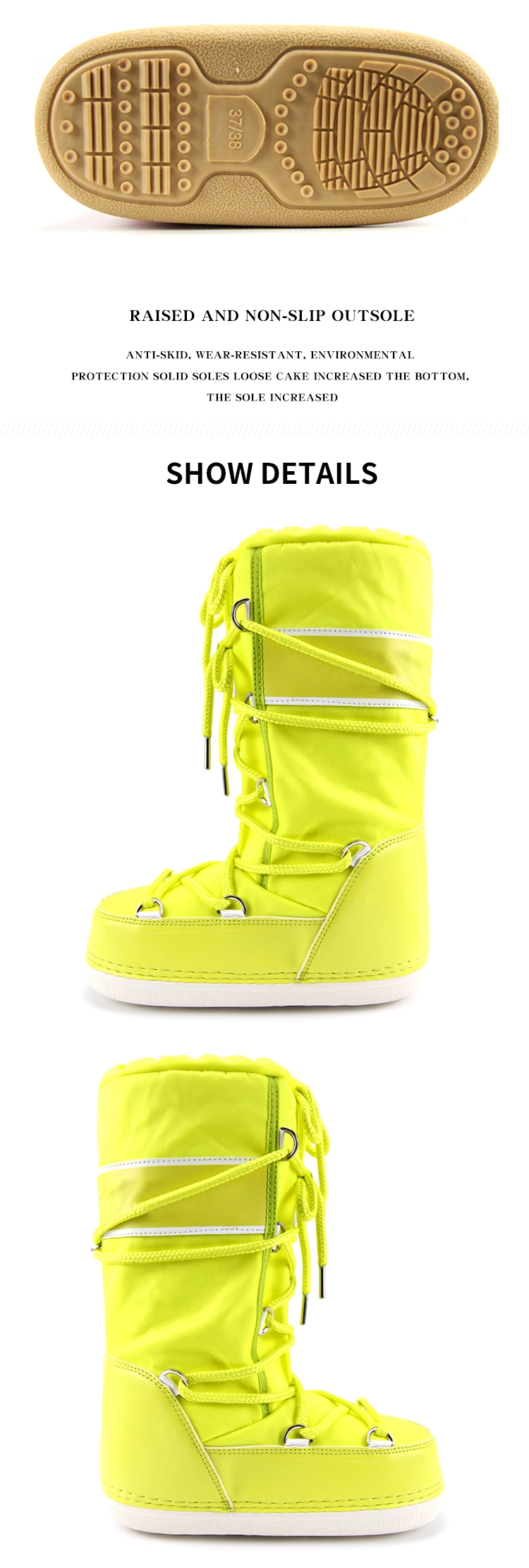 New Long Flat Lace-up Durable Outdoor Luxury Snow Boots Women Winter Boots
