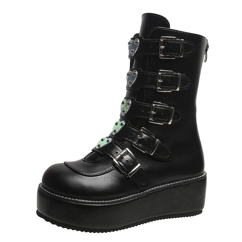 Custom Black Color Gothic Platform Shoes Boots for Goth Women