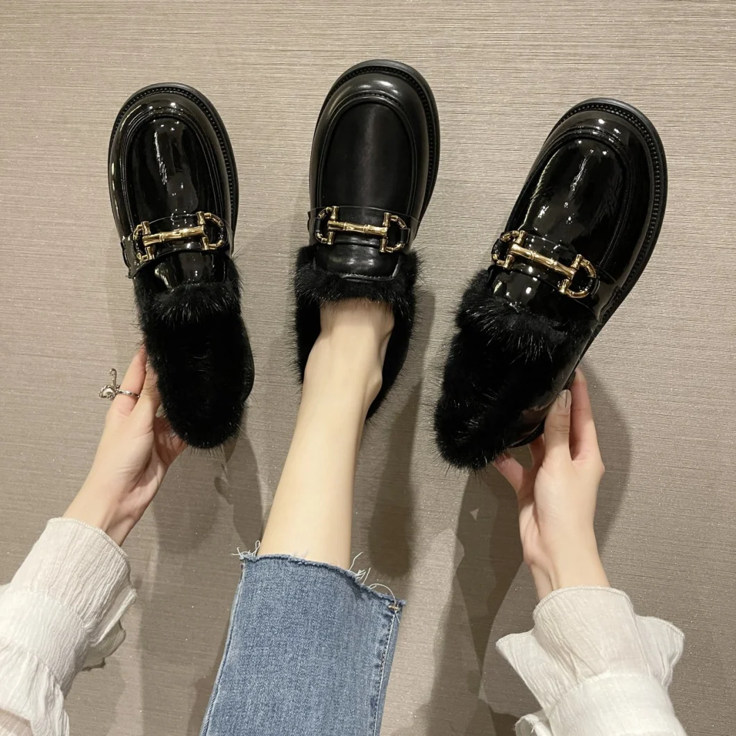 Zonxan Wholesale Autumn and Winter New Style Korean Square Shoes Flat-Heel Plus Wool Martin Brand Women&prime;s Boots