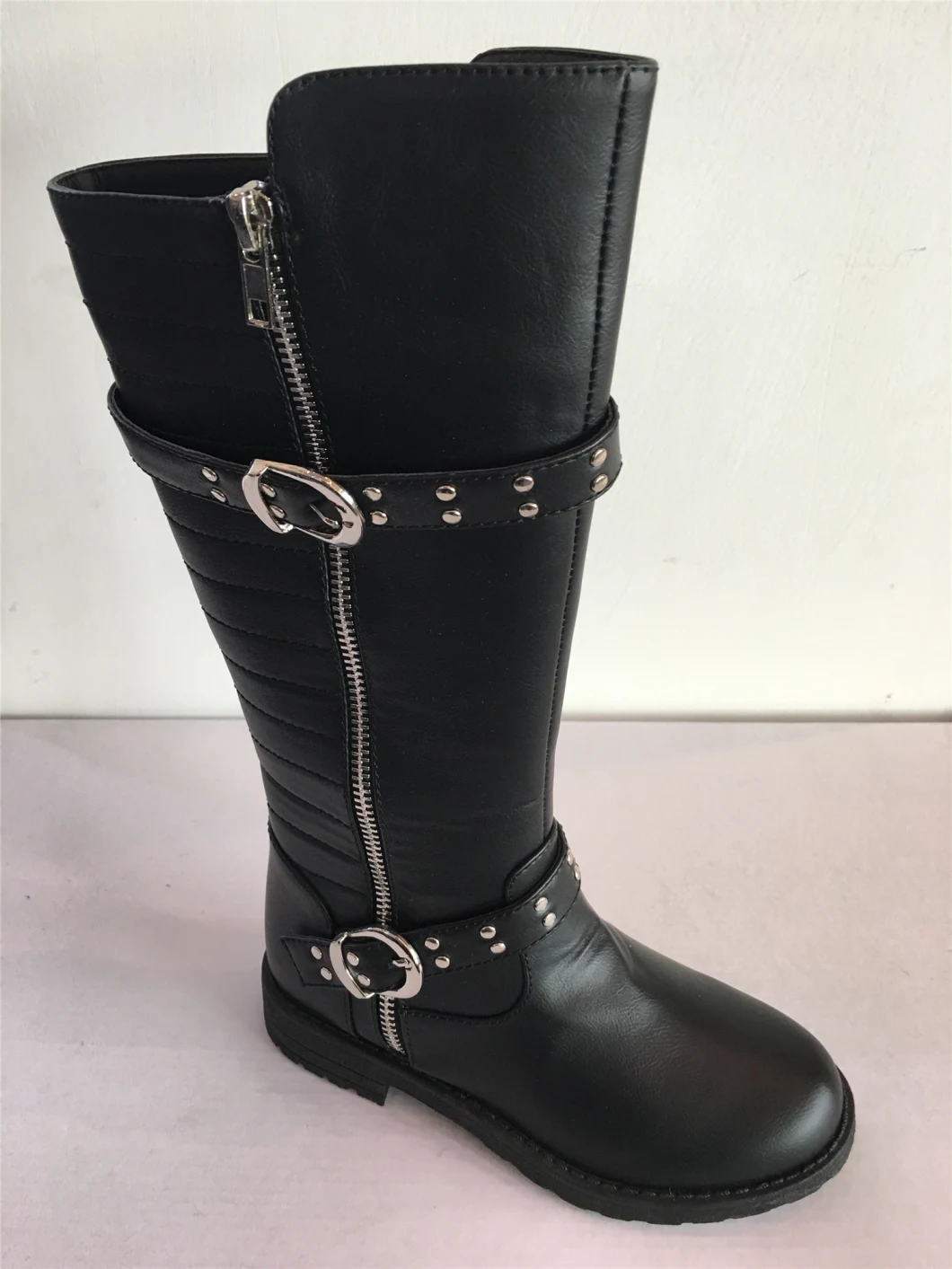Knee High PU Fashion Boots PVC Injection Outsole Ladies Boots Kids Boots Laides Footwear Women Boots