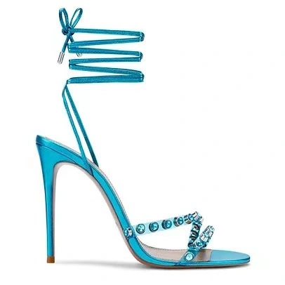 Summer Party Sandals High Quality Peep Toe Lace up Diamond Sandals