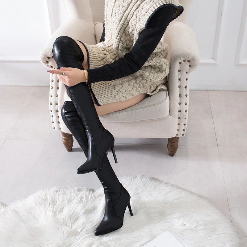 Zonxan Winter Elegant Fashion Pointed Over Knee Sock Boots High Heels Thigh High Women Long Boots Sexy Winter for Ladies