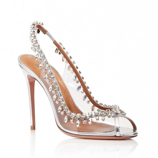 Fashion Thigh High Dress Shoes Crystal Sparkle Stiletto Transparent Sexy Diamond Sandals
