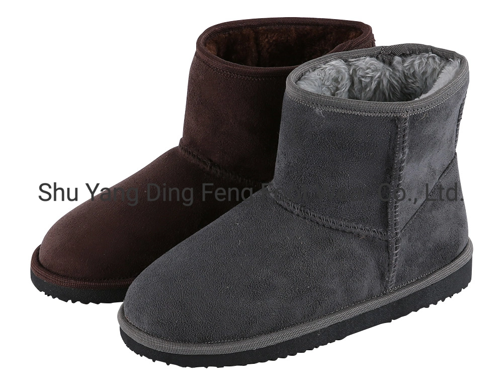 Suede Anti-Skid Snow Boots Rabbit Fur Thickened Inner Lining Warm Shoes