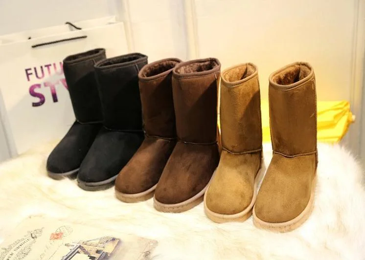 Factory Classics Cow Leather Womens/Mens Snow Boots Drop Shipping MID-Calf Warm Fur Winter Boots