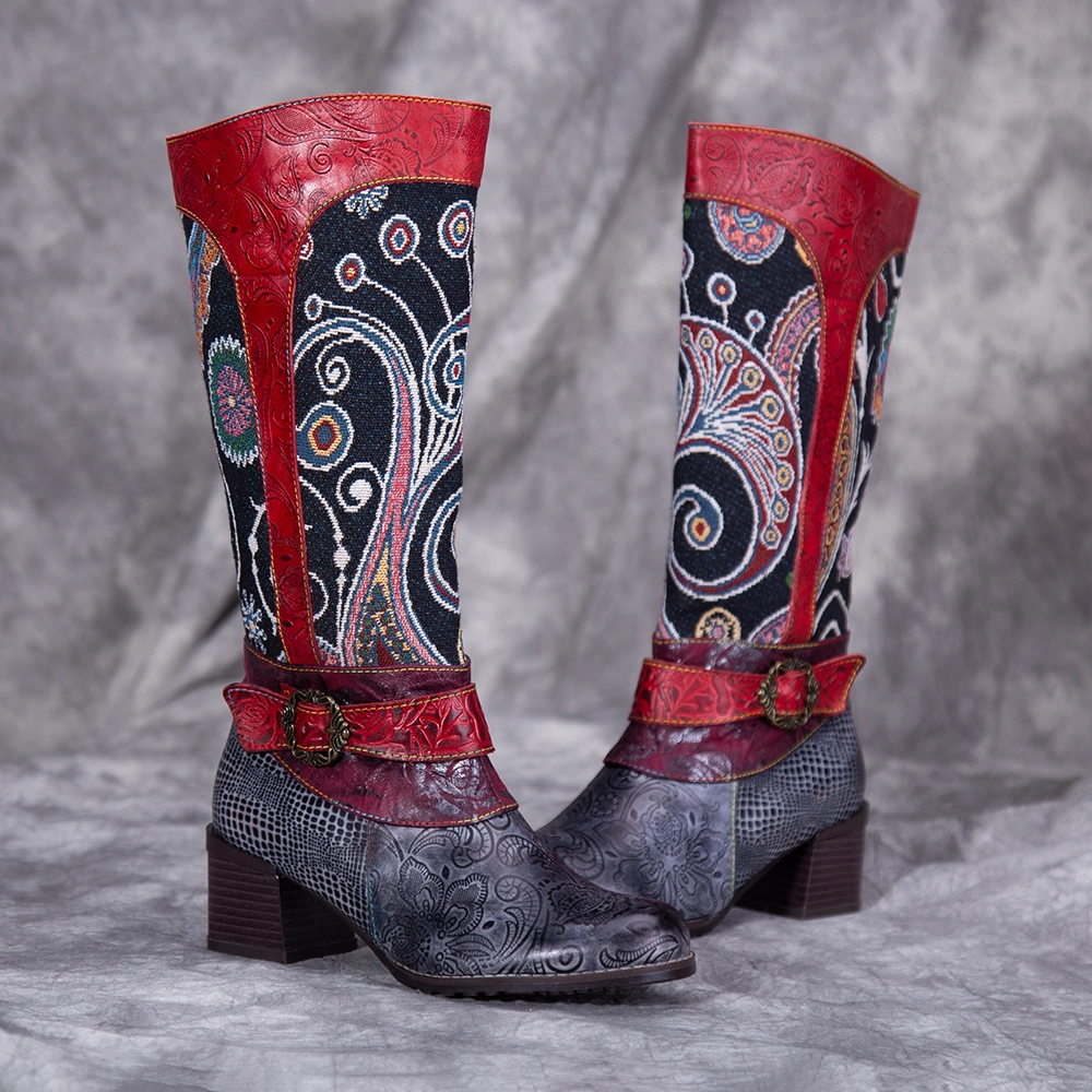 Artistic Knee High Boots for Women Zipper Long Boots Shoes