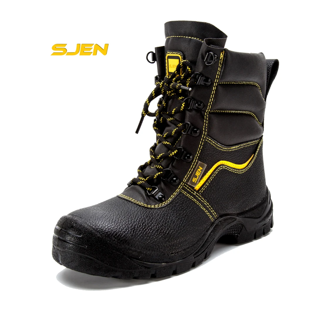 High Ankle Embossed Leather PU Injection Safety Shoes Construction Site Anti-Smash and Puncture-Proof Safety Boots