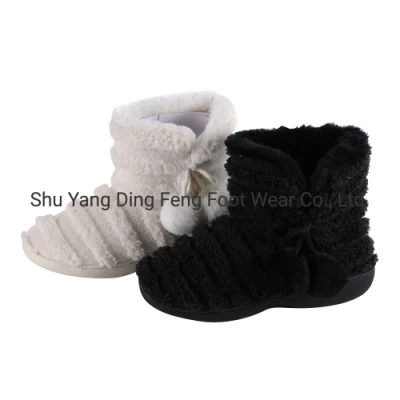 Stripe Comfortable Cotton Wool with Wool Ball Thick Bottom Boots Anti Slip Shoes