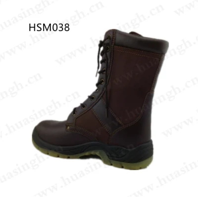 Ywq, Brown PU/PU Injection Outsole Combat Boot for Sale Hsm038