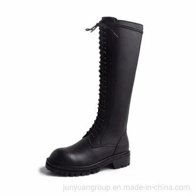 Factory Wholesale Size Microfiber Fabrics Long Boot for Ladies Women Leather Winter Boots Lacing Strap Knee High Boots