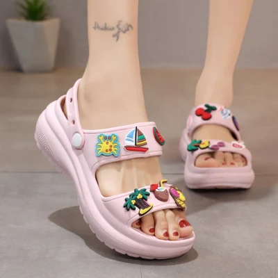 Hot Selling Custom Logo EVA Thick Sole Platform Women Summer Beach Sandals Slides