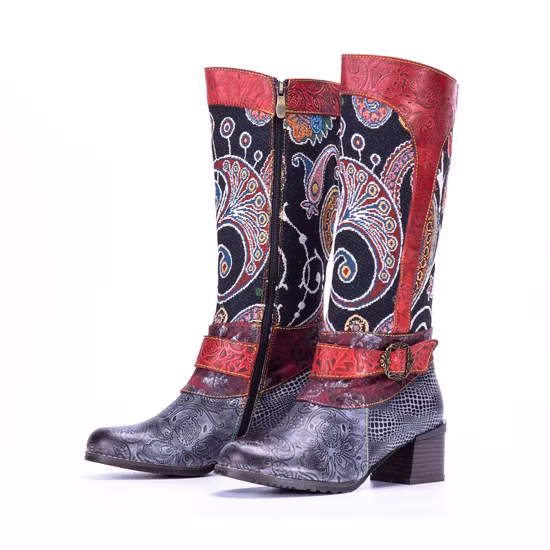 Artistic Knee High Boots for Women Zipper Long Boots Shoes